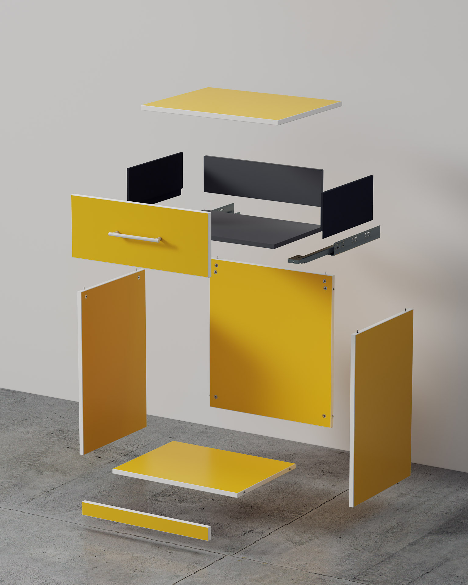 Visualise — Bedside Table exploded view
