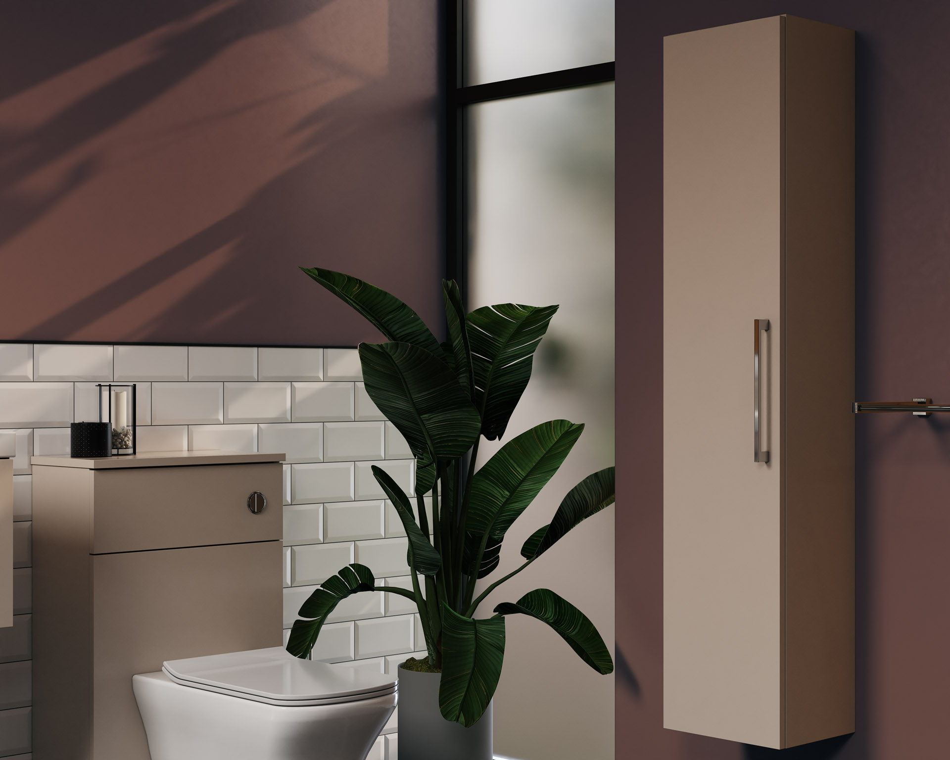 WC Unit and Tall Storage Cabinet, Detail View