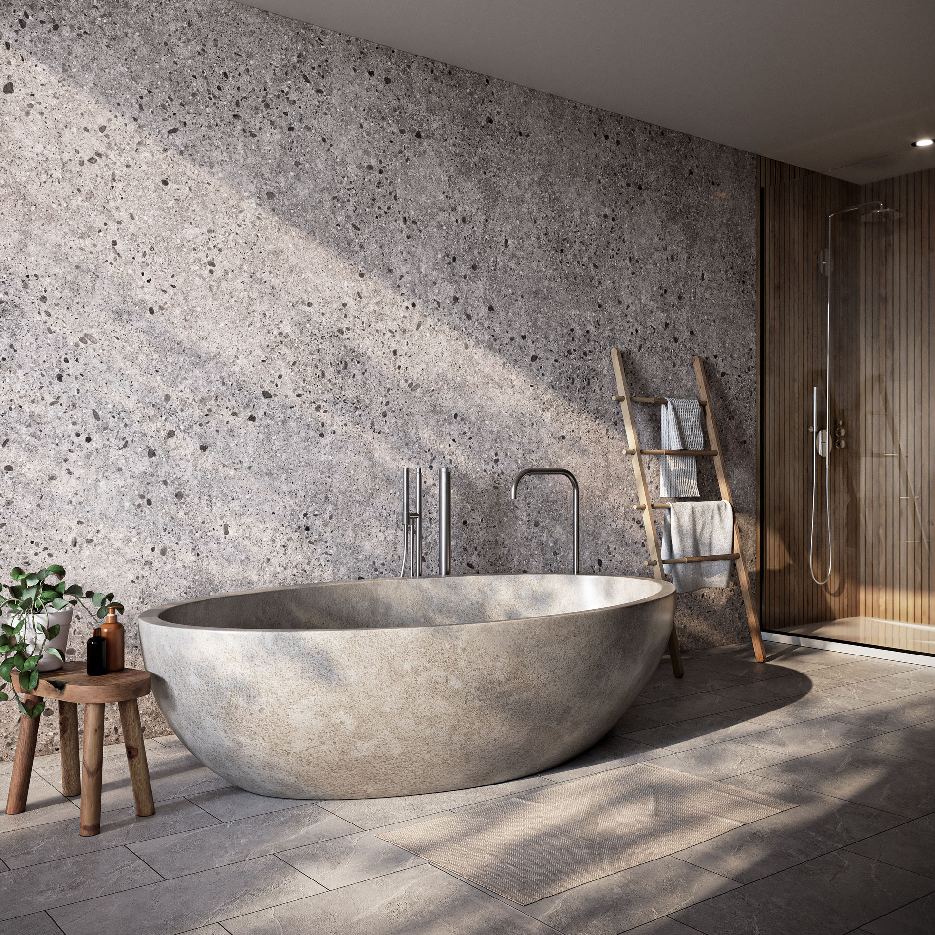 Bathroom Scene, Full System Application (Flooring and Wall Panels)