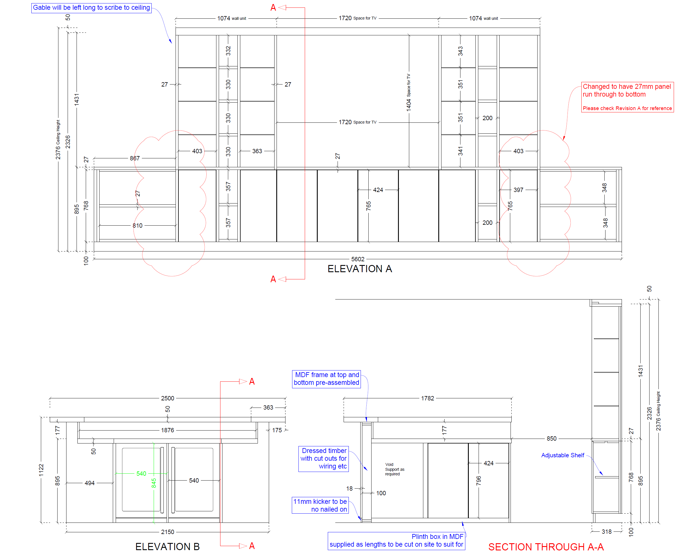 Home Bar Elevations & Section