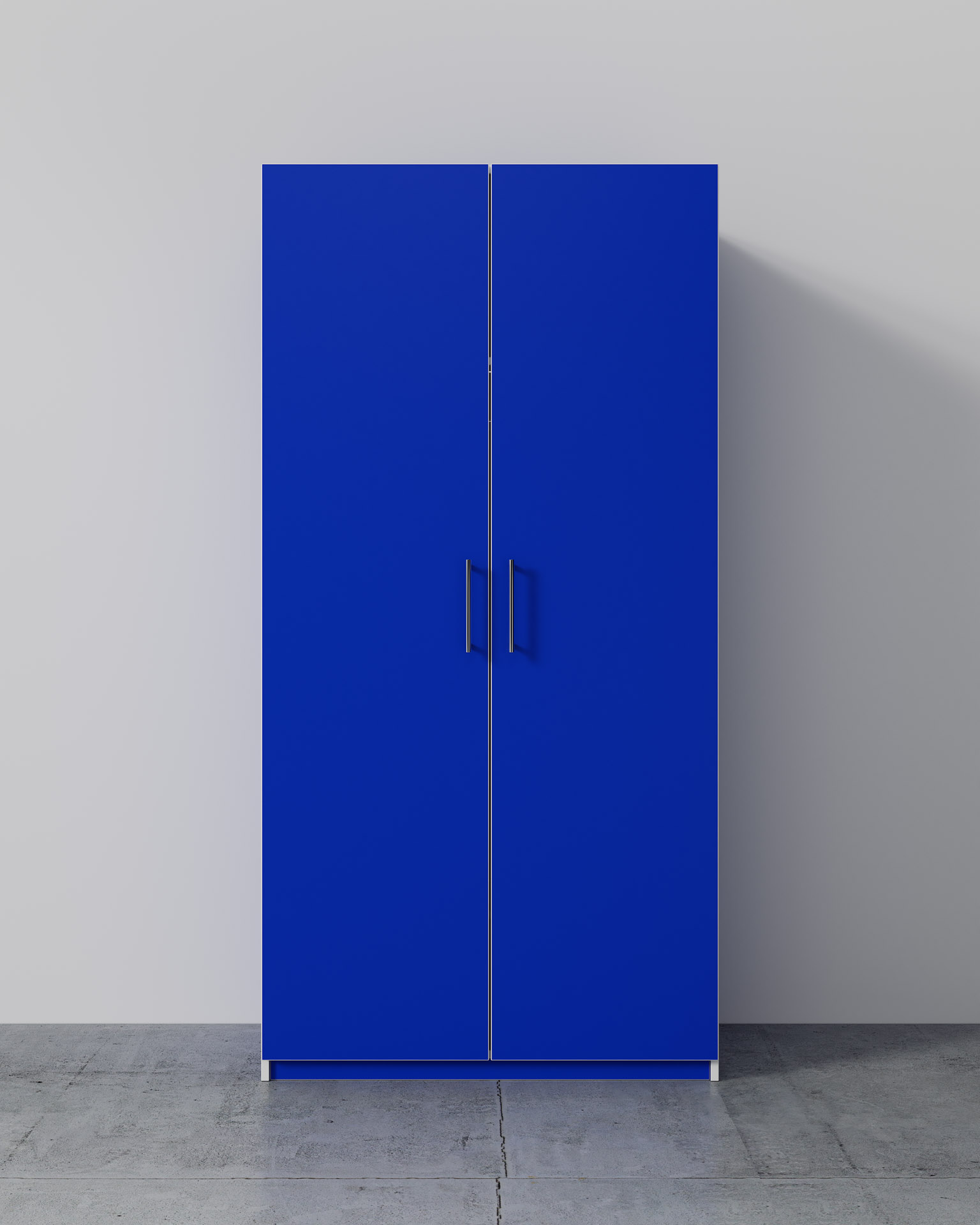 Wardrobe Unit, Blue Finish, Spotlight Render, Front Closed