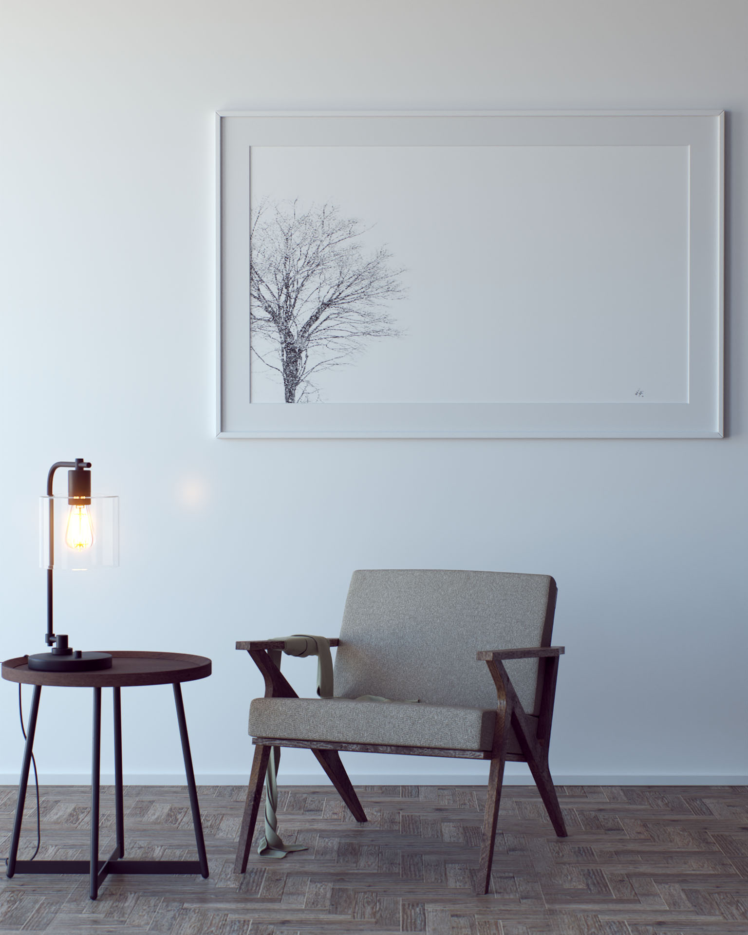 Chair and Side Table, Product Render