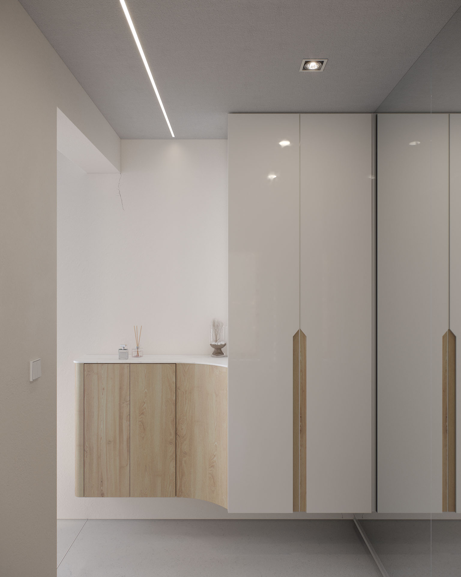 Floating Storage Unit, Wide Room View with Wardrobe