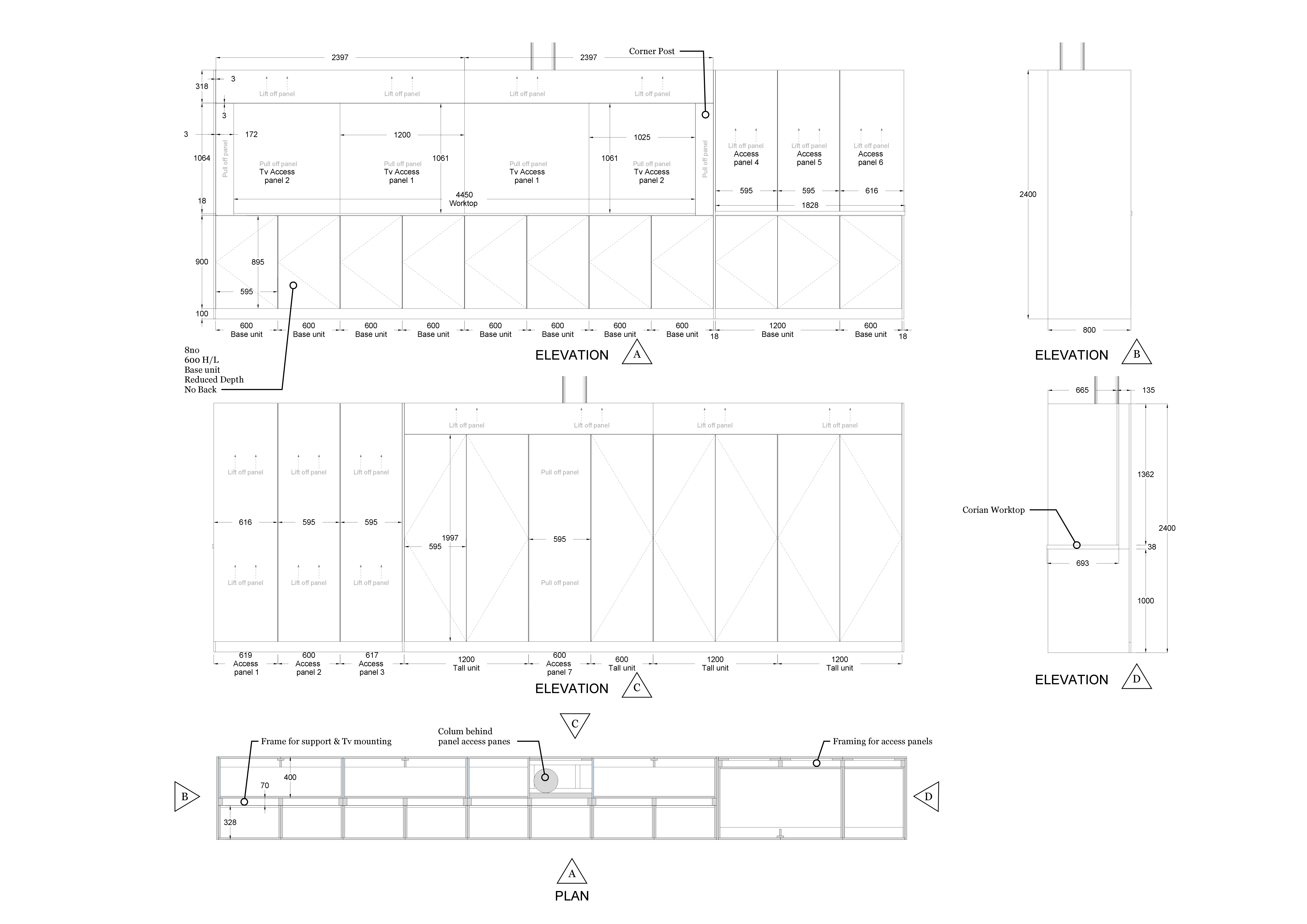 Technical Drawing Sheet – Elevations & Plan