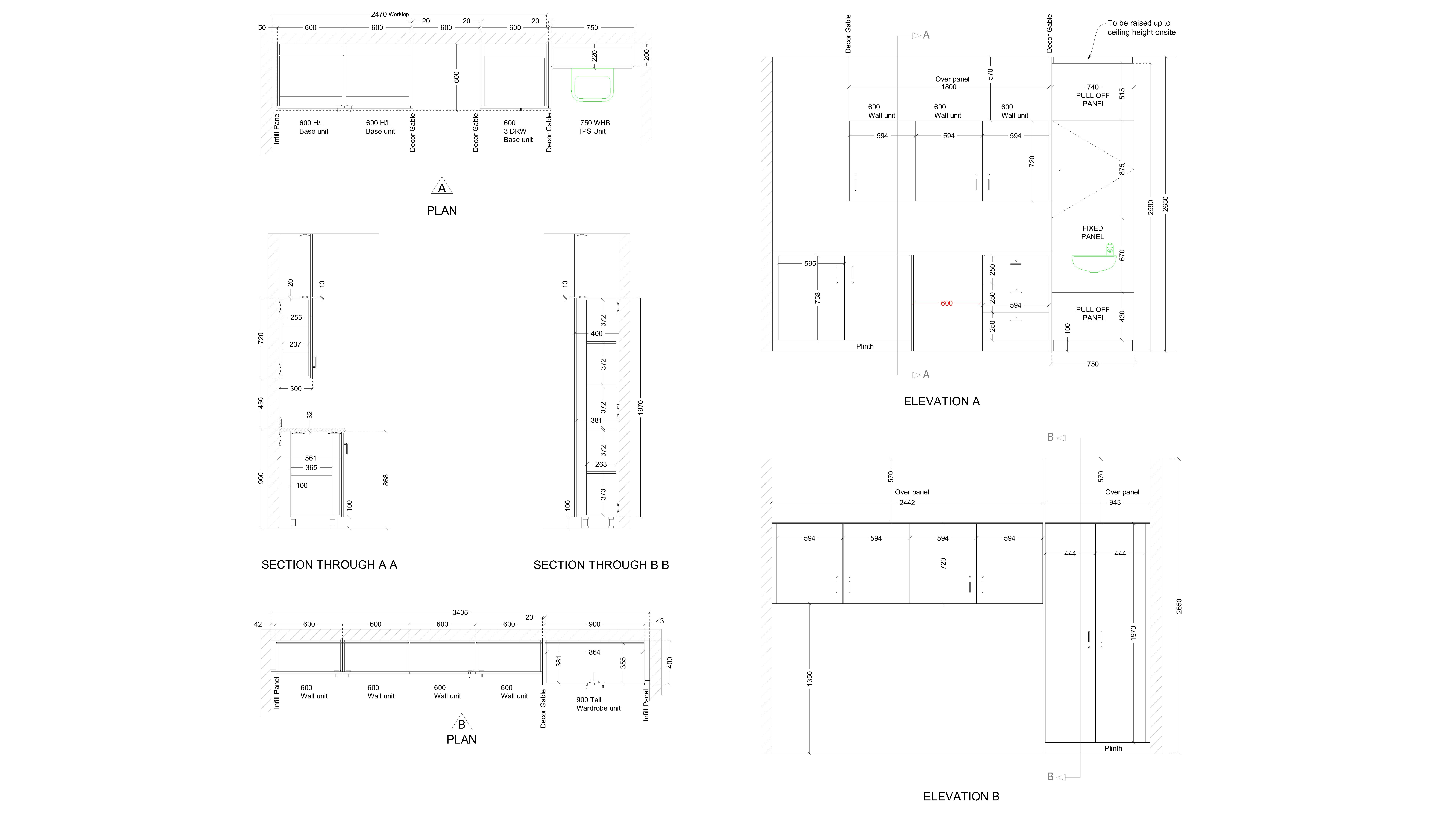 Healthcare Cabinetry Fitout, Plan Elevation & Section Set