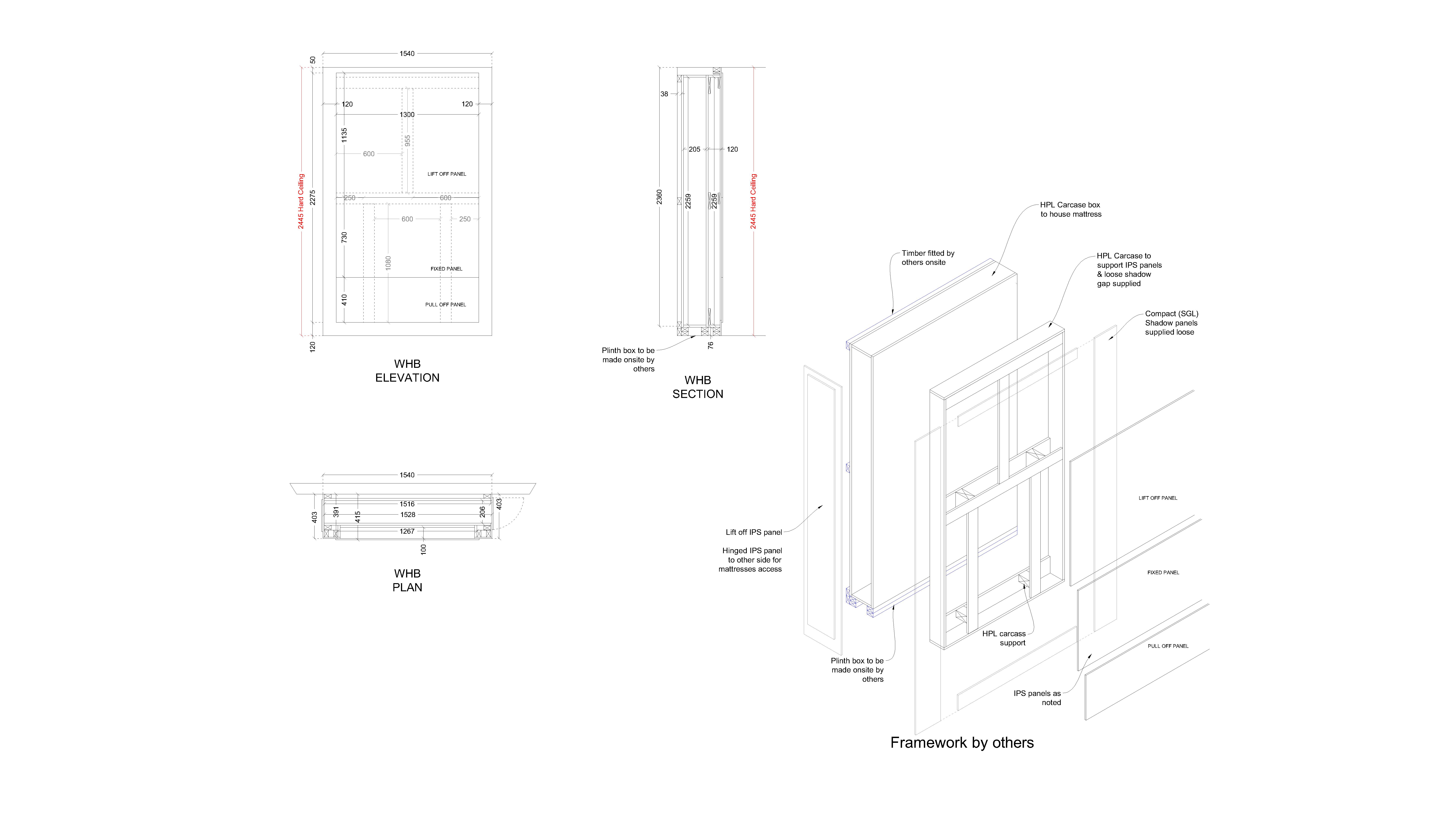 WHB IPS Unit, Elevation Section Plan & Isometric Detail