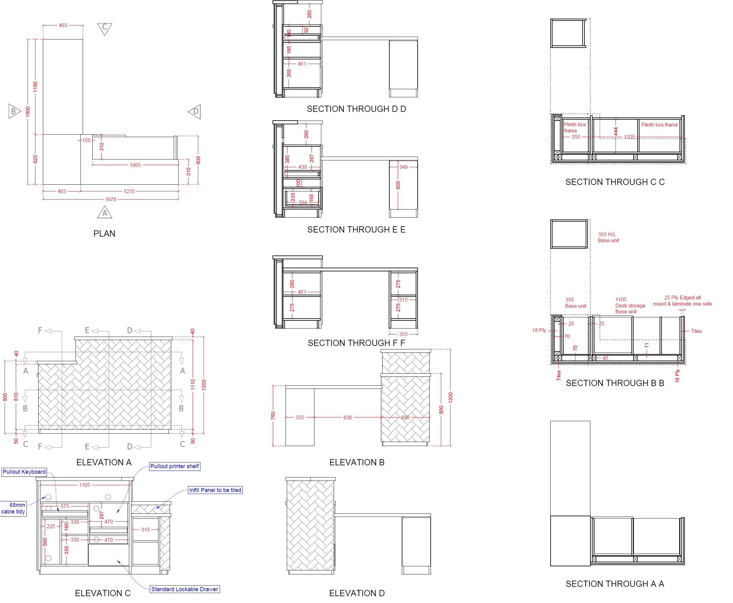 Reception Desk CAD Plans & Elevations