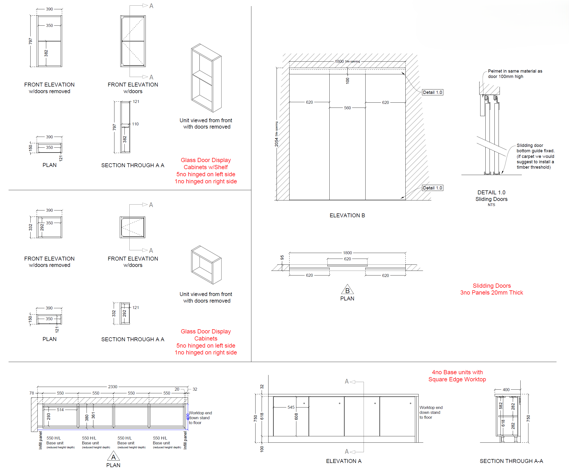 Display Cabinets & Joinery Unit CAD Drawings