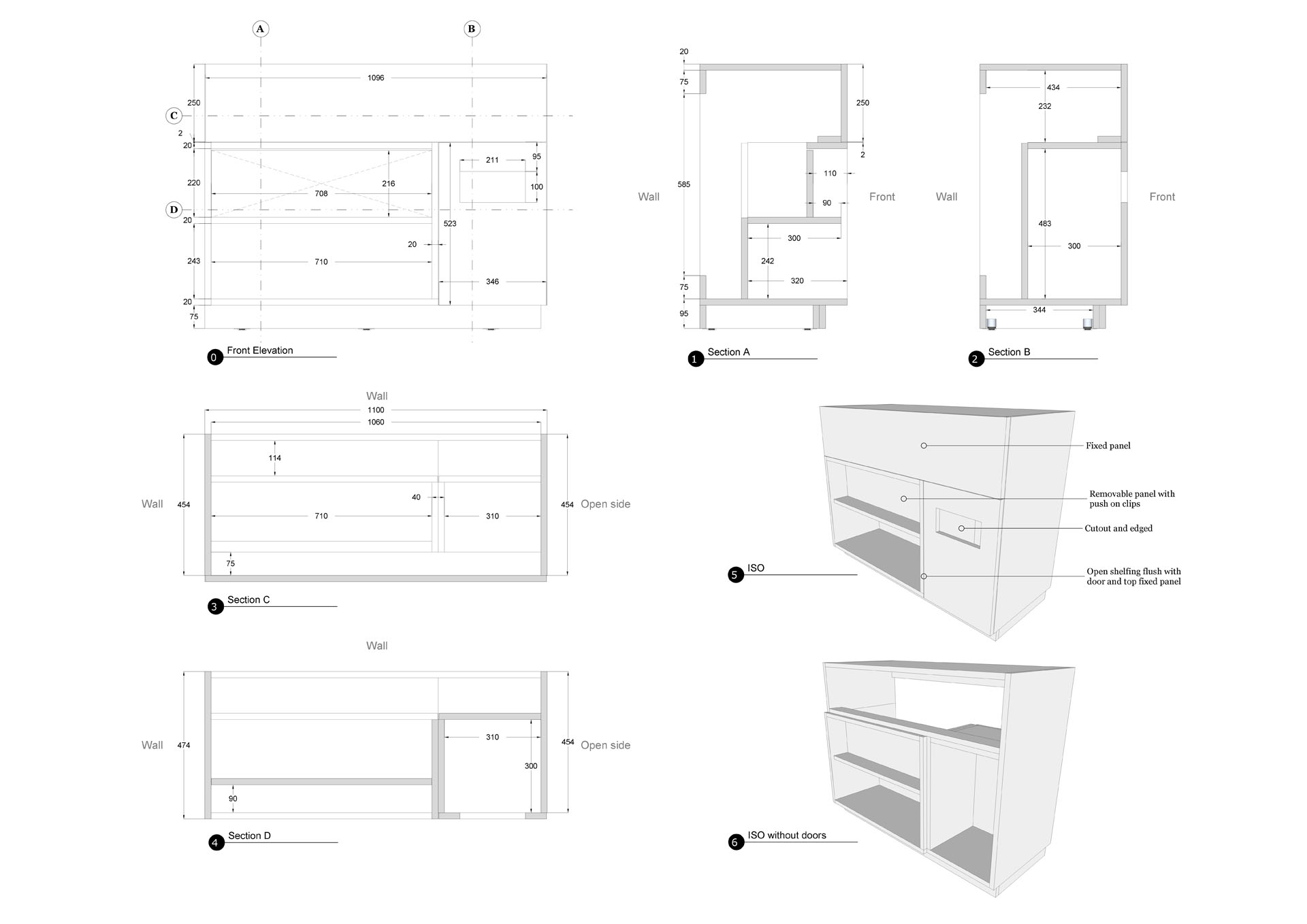 Built-In Counter CAD Drawing Set
