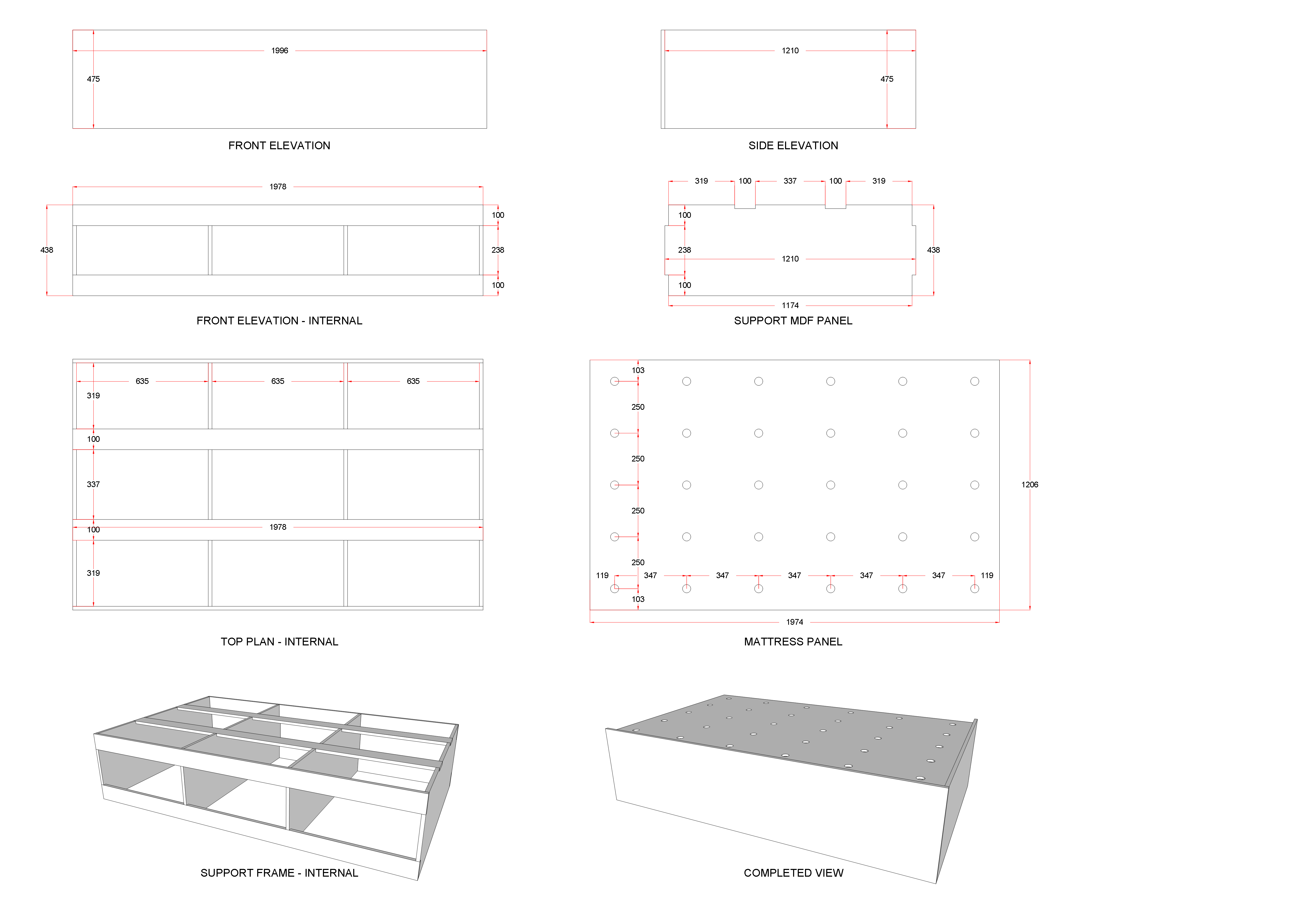 Cabin Furniture, Manufacturing Drawing – Bed