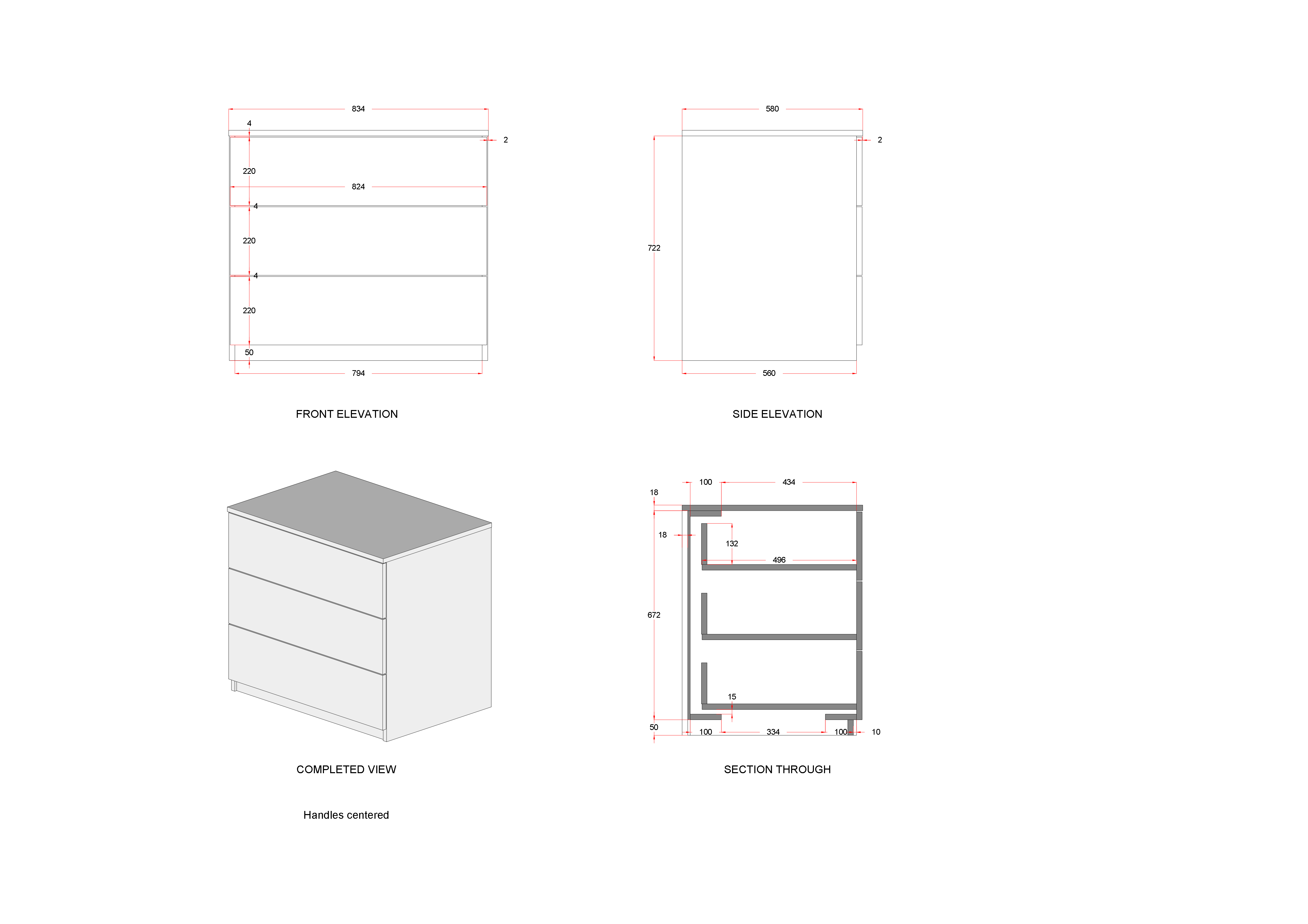 Cabin Furniture, Manufacturing Drawing – Drawers