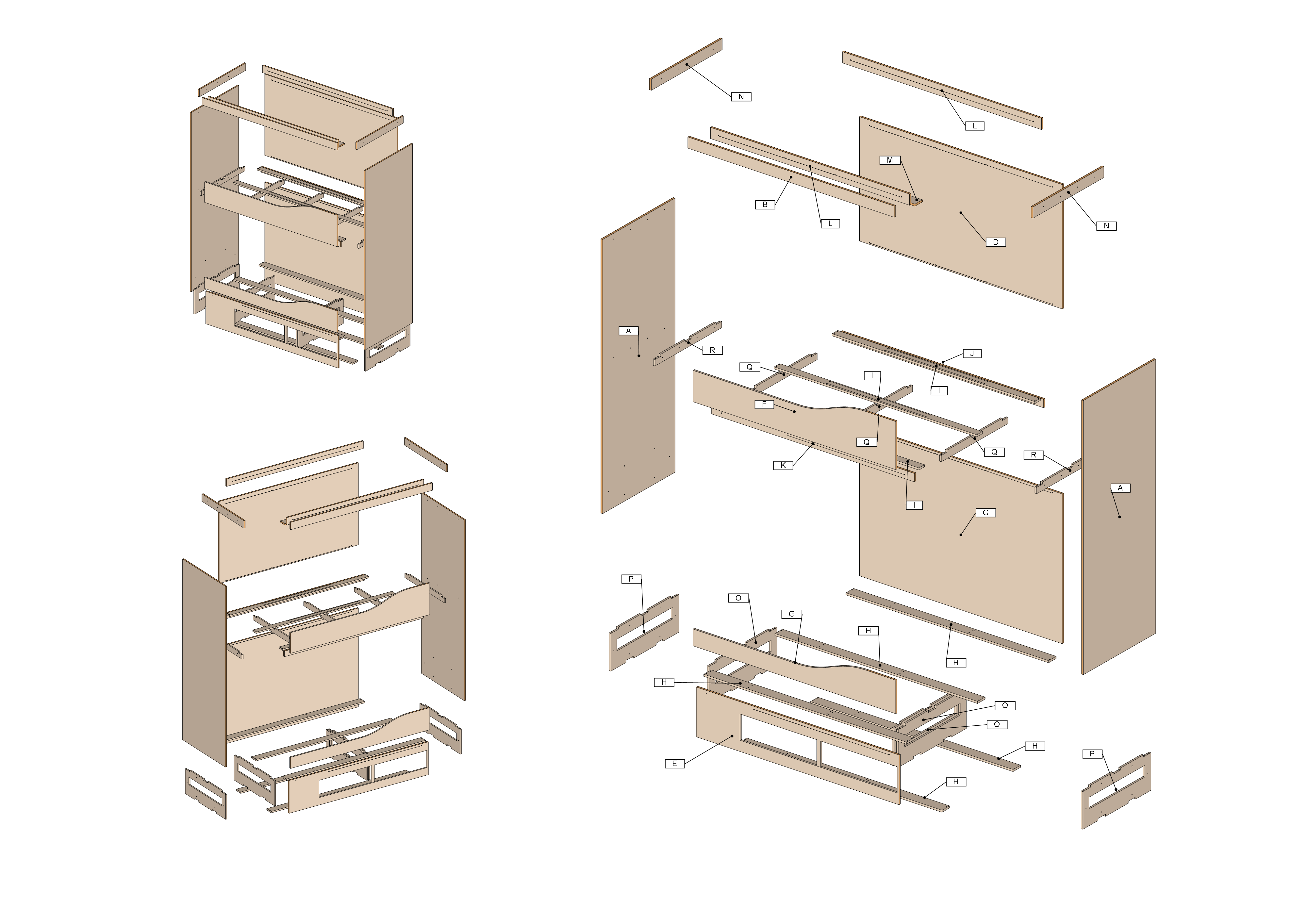 Bunk Bed System, Exploded Parts View