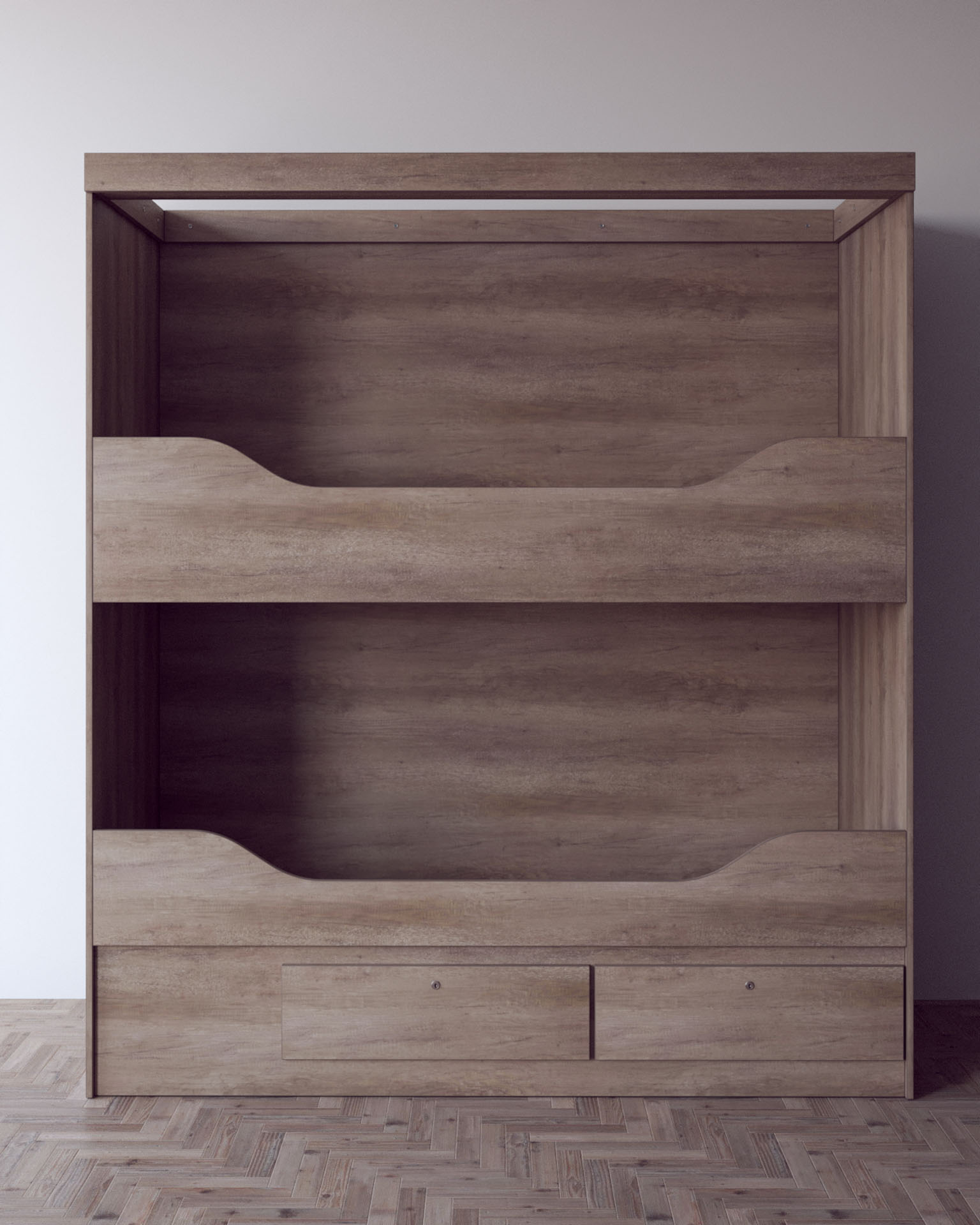 Bunk Bed System, Front View, Neutral Studio