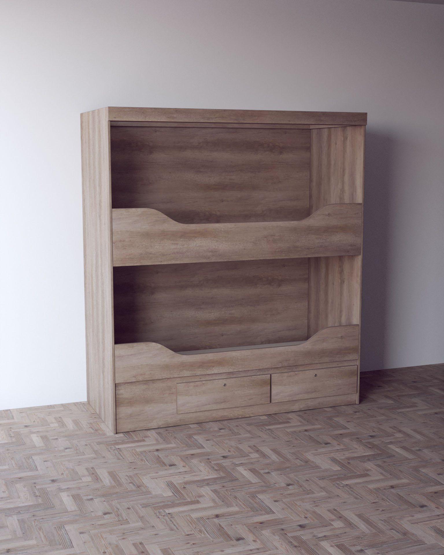 Bunk Bed System, Three-Quarter View, Left Side