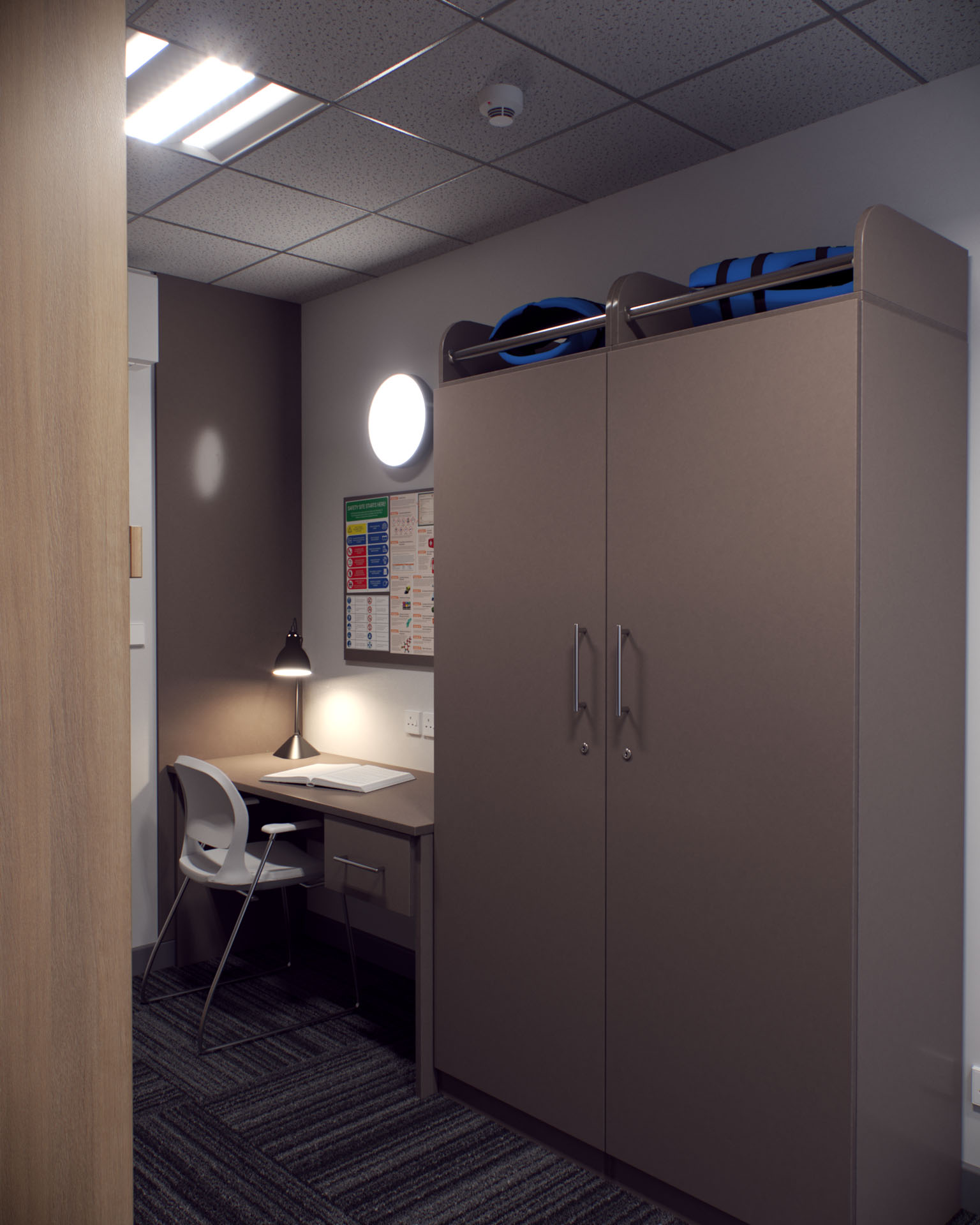 Offshore Cabin, Wardrobe and Desk Zone, Bunk Cabin