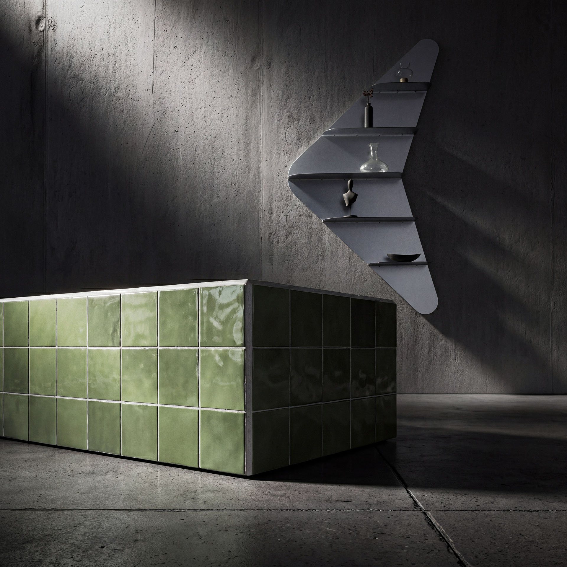 Seranoz Coffee Cube & Wall Shelf Atmospheric Wide Shot