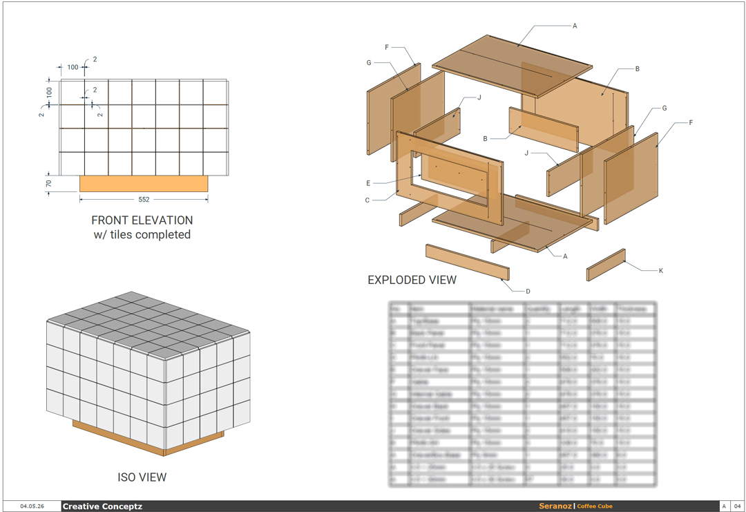 Seranoz Coffee Cube Technical Details