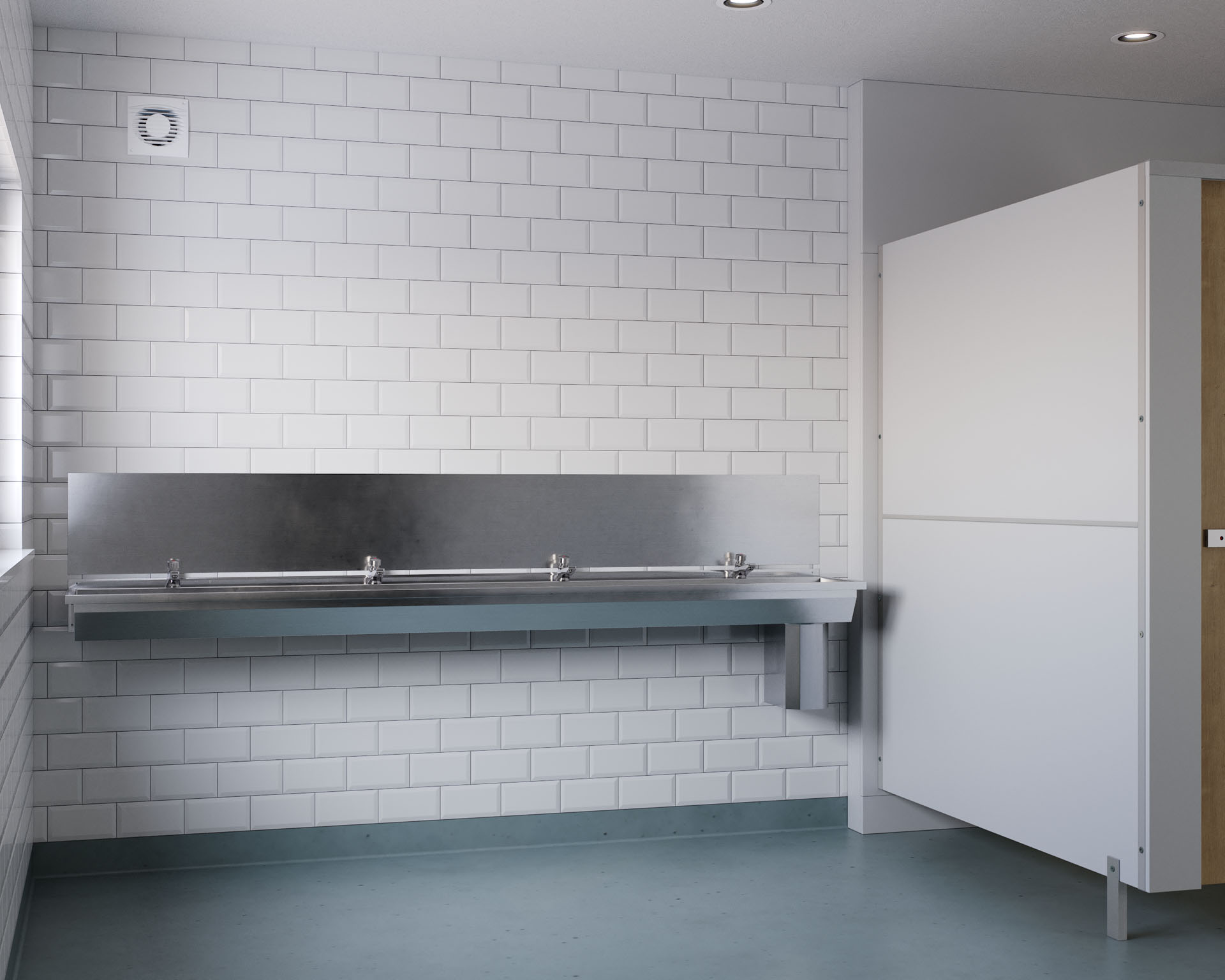 Washtrough Unit, Adult 2400, Stainless Steel, Washroom Scene