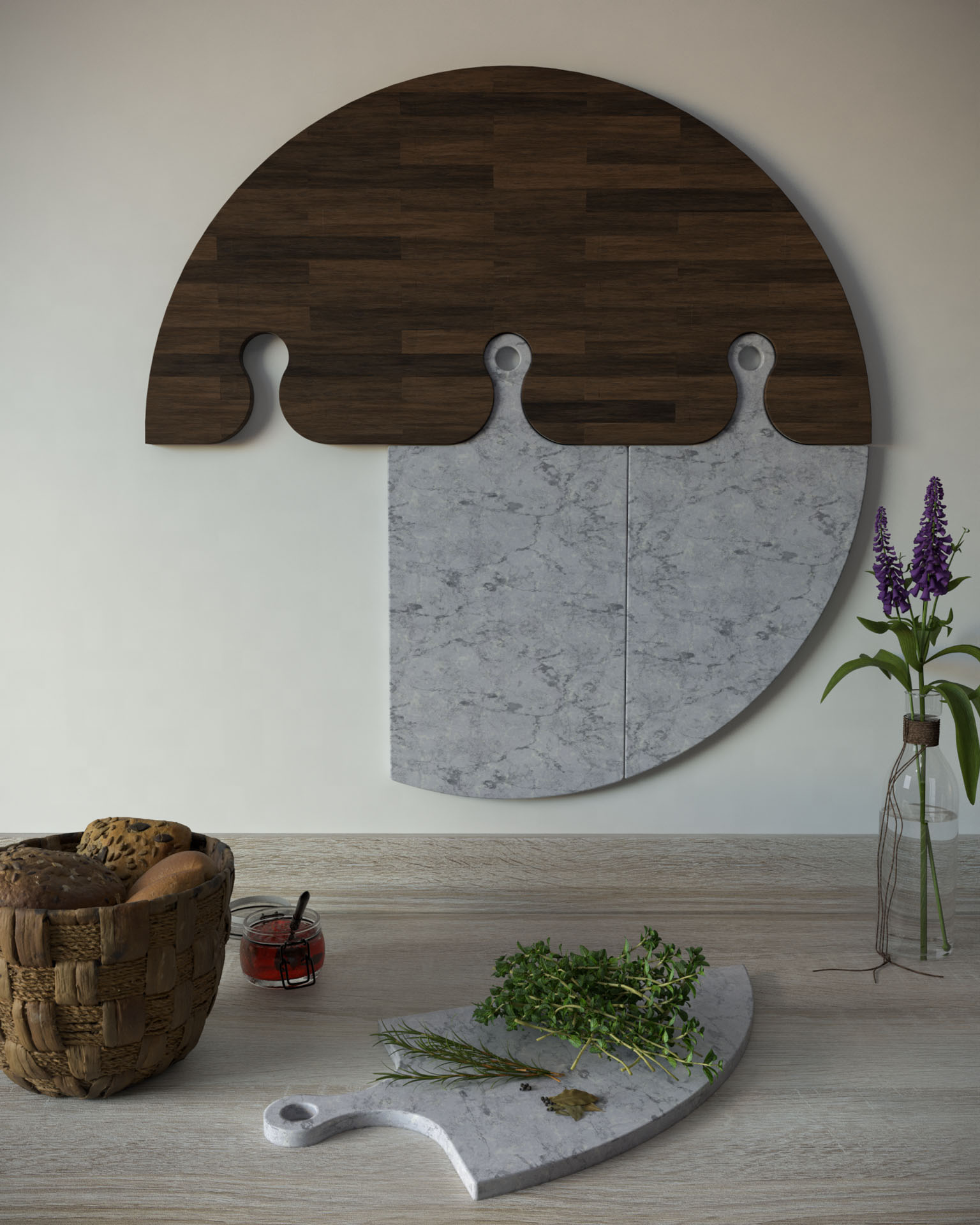 Chopping Board Set, Front Display, Kitchen Scene